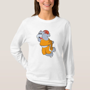Hippo at Basketball Sports T-Shirt