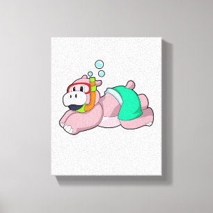 Hippo at Diving with Snorkel Canvas Print