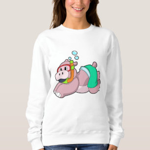 Hippo at Diving with Snorkel Sweatshirt