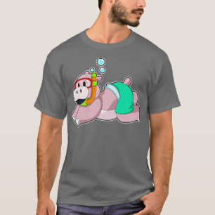 Hippo at Diving with Snorkel T-Shirt