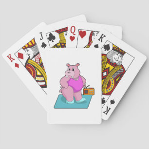 Hippo at Fitness with Radio.PNG Playing Cards