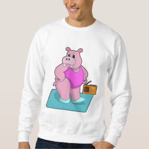 Hippo at Fitness with Radio.PNG Sweatshirt