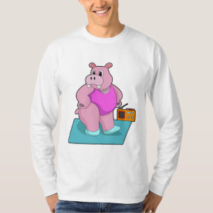 Hippo at Fitness with Radio.PNG T-Shirt