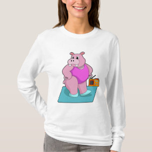 Hippo at Fitness with Radio.PNG T-Shirt