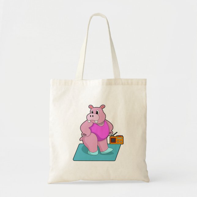 Hippo at Fitness with Radio.PNG Tote Bag (Front)