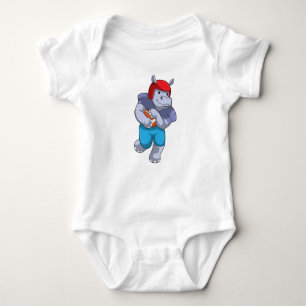 Hippo at Football Sports Baby Bodysuit
