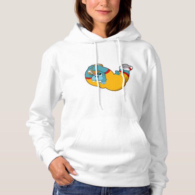 Hippo at Football Sports Hoodie (Front)