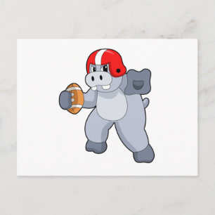 Hippo at Football Sports Postcard