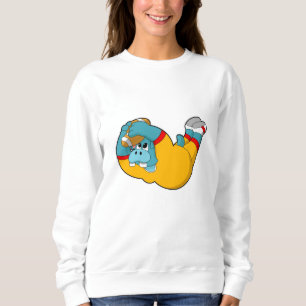 Hippo at Football Sports Sweatshirt
