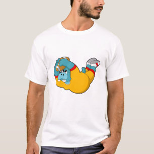 Hippo at Football Sports T-Shirt