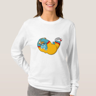 Hippo at Football Sports T-Shirt