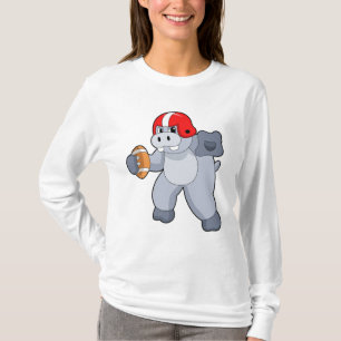 Hippo at Football Sports T-Shirt