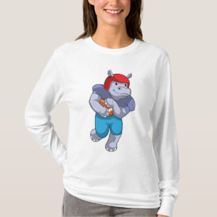 Hippo at Football Sports T-Shirt