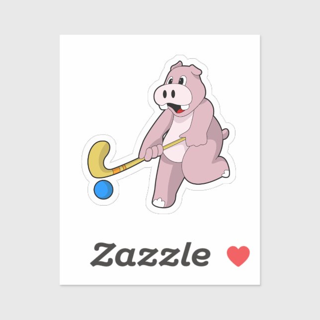 Hippo at Hockey with Hockey bat (Sheet)
