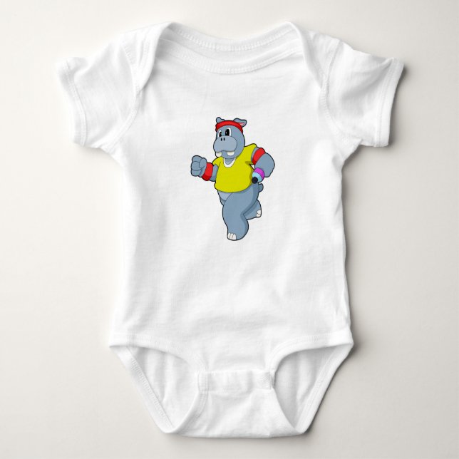 Hippo at Running Baby Bodysuit (Front)