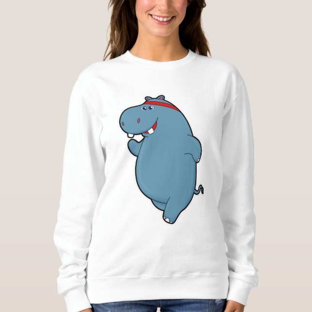 Hippo at Running with Headband Sweatshirt (Front)
