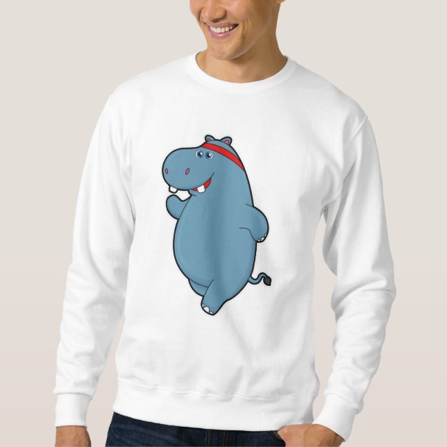 Hippo at Running with Headband Sweatshirt (Front)