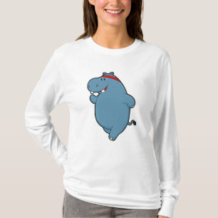 Hippo at Running with Headband T-Shirt