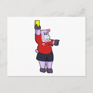 Hippo at Soccer as Referee Postcard