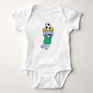 Hippo at Soccer Sports Baby Bodysuit