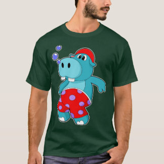 Hippo at Swimming with Swimming trunks T-Shirt