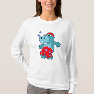 Hippo at Swimming with Swimming trunks T-Shirt