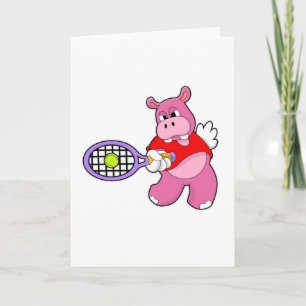 Hippo at Tennis with Tennis racket Card