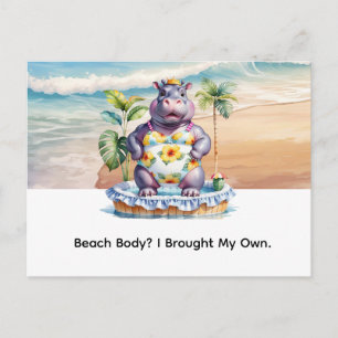 Hippo at the beach postcard