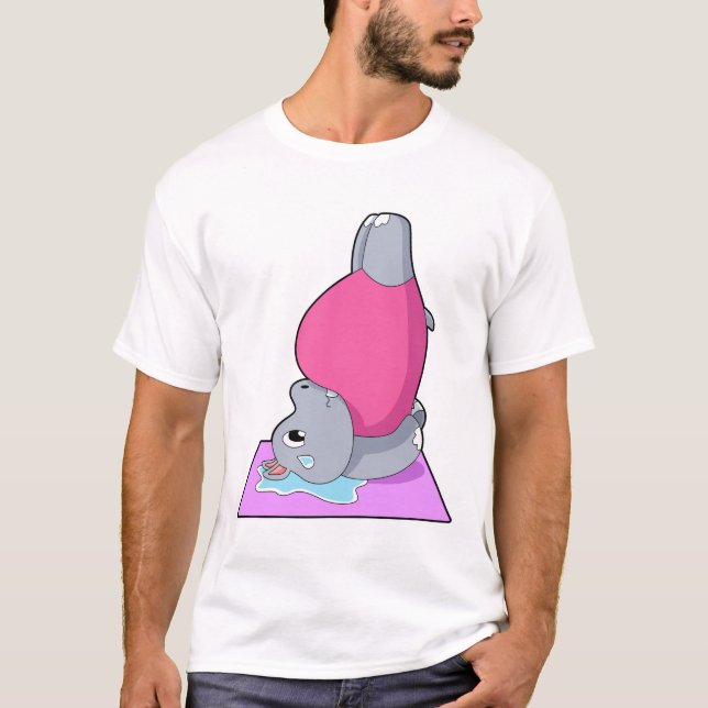 Hippo at Yoga Fitness T-Shirt (Front)