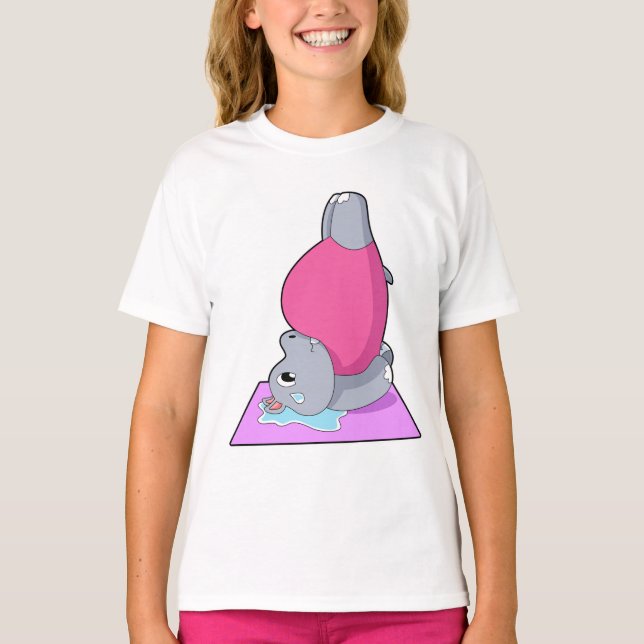 Hippo at Yoga Fitness T-Shirt (Front)