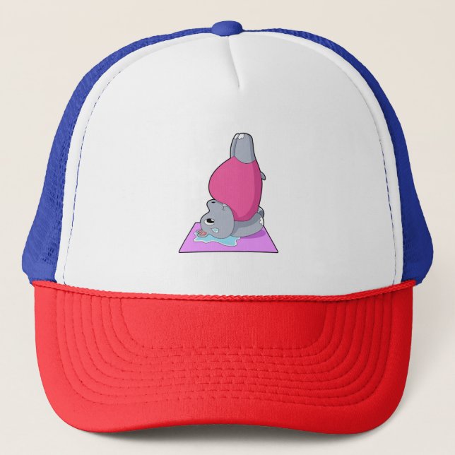 Hippo at Yoga Fitness Trucker Hat (Front)