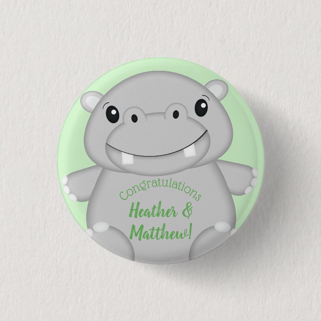 Hippo Baby Shower 3 Cm Round Badge (Front)