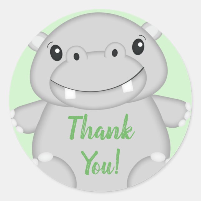 Hippo Baby Shower Classic Round Sticker (Front)