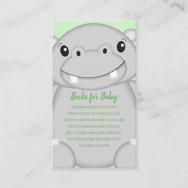 Hippo Baby Shower Enclosure Card (Front)