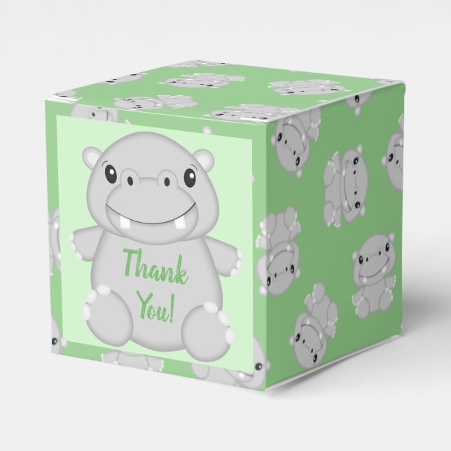 Hippo Baby Shower Favour Box (Front Side)