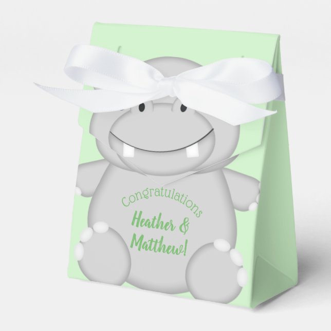 Hippo Baby Shower Favour Box (Front Side)