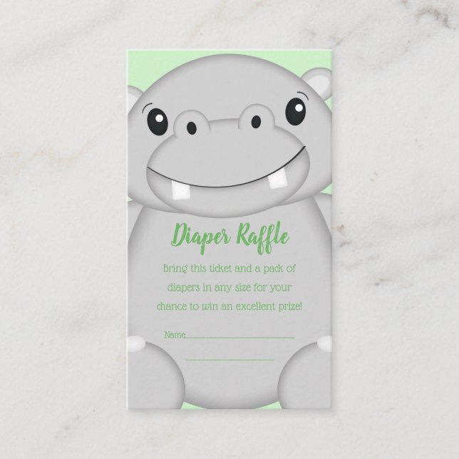 Hippo Baby Shower Green Enclosure Card (Front)