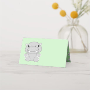 Hippo Baby Shower Green Place Card