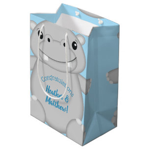 Hippo Baby Shower Medium Gift Bag