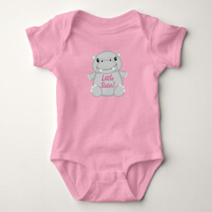 Hippo Baby Shower Pink Baby Bodysuit