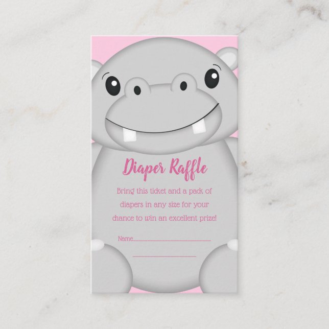 Hippo Baby Shower Pink Enclosure Card (Front)