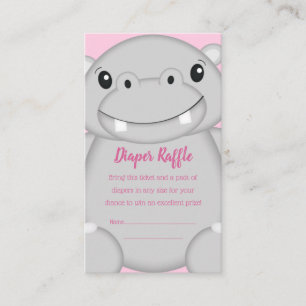 Hippo Baby Shower Pink Enclosure Card