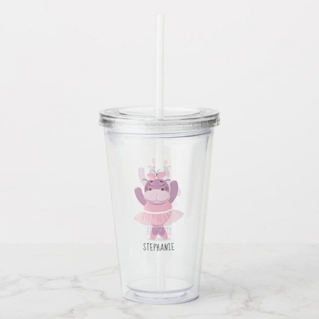 Hippo Ballerina Acrylic Tumbler (Front)