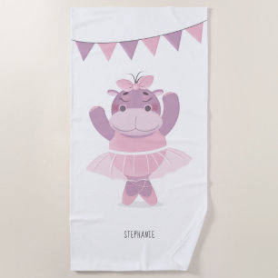 Hippo Ballerina Beach Towel