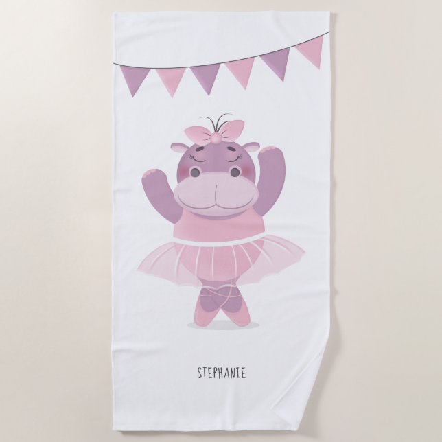Hippo Ballerina Beach Towel (Front)
