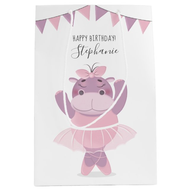 Hippo Ballerina Medium Gift Bag (Front)