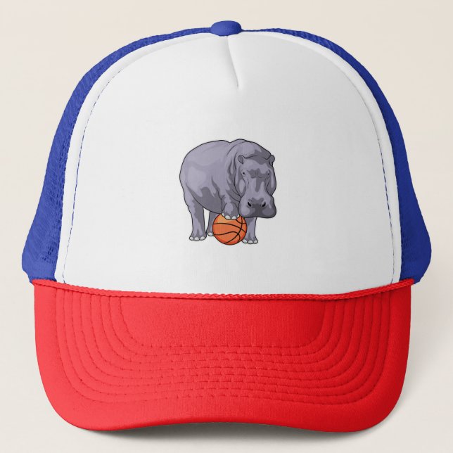 Hippo Basketball player Basketball Trucker Hat (Front)