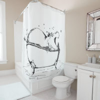 Hippo Bath Fun Illustration Black
