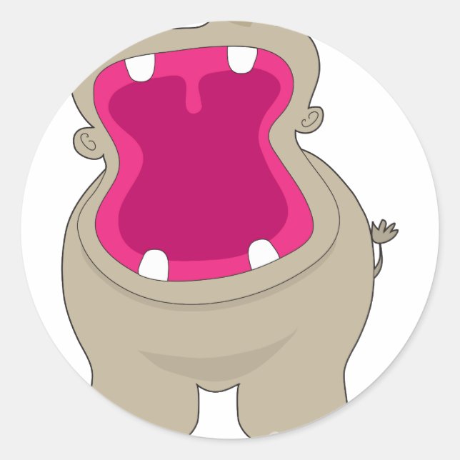 Hippo Big Mouth Classic Round Sticker (Front)