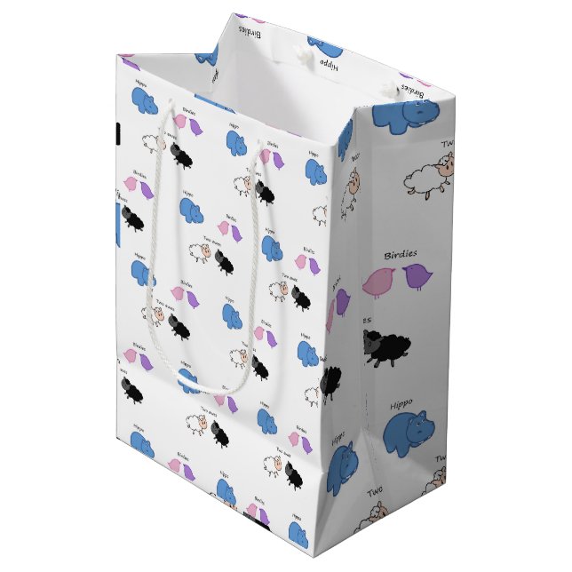 Hippo Birdies Two Ewes  Medium Gift Bag (Front Angled)